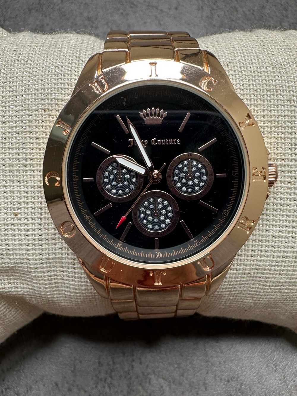 Juicy Couture Rose Gold Tone Black Label Watch – Black Dial – Y2K Glam Style